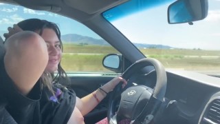 flashing and sucking my titties while driving down the highway on a road trip