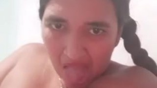 Ebony teen oils ass then deep throats and rides dildo PREVIEW