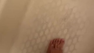playing with my feet in shower 
