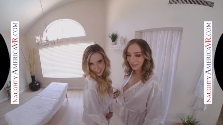 Naughty America massage parlor with hot blondes Aiden Ashley & Tiffany Watson
