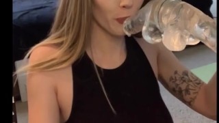 Dildo BJ with lots of spit