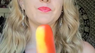 Hot Blonde Sucks Popsicle
