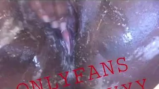 Onlyfans @mamajayyy THICK EBONY PLAY WITH PRETTY PUSSY IN SHOWER