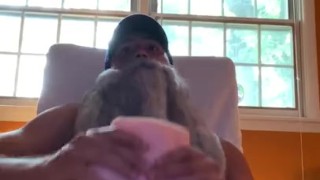 Old man Merlin discovers that fucking a fleshlight fake pussy is awesome and cums in it while moans
