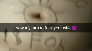 Another man get her turn to fuck my wife in gangbang with no condom!! [Cuckold. Snapchat]