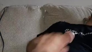 Cute Guy Wanks on the Couch during Quarantine