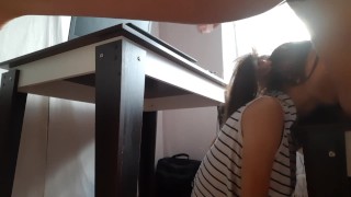 love doing cunnilingus to my girlfriend under the table when she works