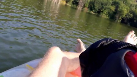 Russian boy swimming on the lake humiliates and smacks a virtual fag