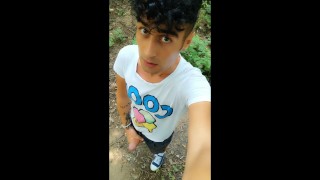 Shaking cum out of fat cock public