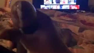 Long black dick cumshot