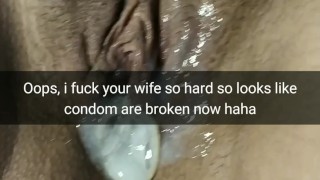 Condom full of lover's cum broken inside my wife's pussy! [Cuckold. Snapchat]