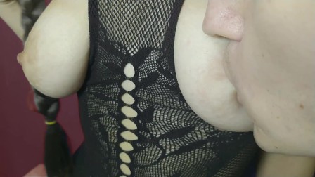 Sucking and nipple play in sexy lingerie