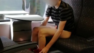 Stripping and jerking off in the train (almost caught by people waiting at the station)