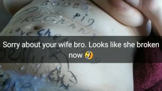 My wife now a broken and maybe pregnant cumslut after hard no-condom gangbang!