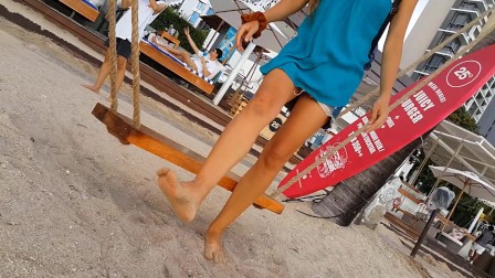 NO PANTIES at Beach Party # Flashing in Public