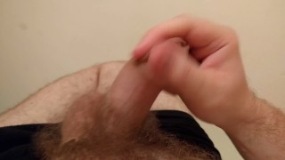 Chubby hairy wank and cum