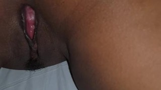 I lay on my back and opened my pussy for my friend to play with her
