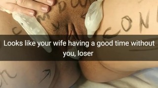I leave three huge used condoms on your wife body and in her fertile pussy! [Cuckold. Snapchat]