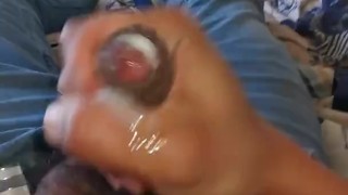 Straight guy blows his load twice stroking his big dick - HD