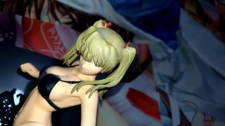 黒ビキニの金髪ツインテール美少女フィギュアぶっかけ顔射オナニー【キモオタク男の喘ぎ声あり】