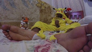 Life Sized Pikachu with Huge Black Cock Jerks off For you while friends watch