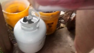 penis pumping outside