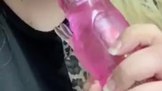 sucking my dildo ended in my fucking my dildo until i squirt then putting 2 in 1 hole 