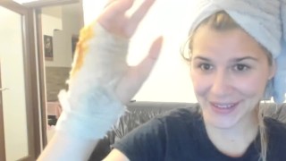 CHATURBATE BLONDE CAM GIRL SHOWS HER BANDAGE