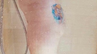 Natural Amateur Big Tits Curvy Pale Redhead MILF Taking Shower and Having Intense Orgasm. GINGER ALE