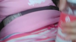 Pink Strawberry Hippie Plastic Bottle Public Masturbating Car Ride! Hairy Pussy Cute Panties