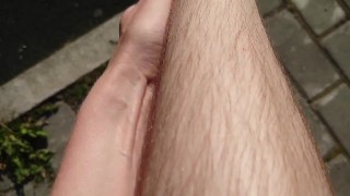 FIT TEEN SHOWS HAIRY LEGS AND PUSSY IN PUBLIC PLACE