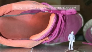 Giantess tortures tiny man 