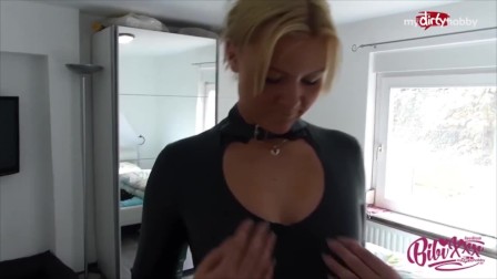 MyDirtyHobby - Blonde babe in leather outfit teases and gets fucked by a big dick