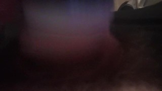Flashlight stroking average white cock 