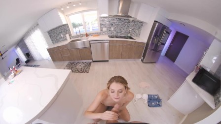 VR BANGERS Creampie Fun In The Kitchen With Blonde teen VR Porn