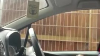 Outdoor cumming in car by cemetery. Public dogging wank and cumshot. Colour