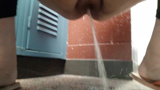 Pissing on gyms locker room floor