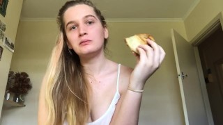 hot girl eats vegemite scroll