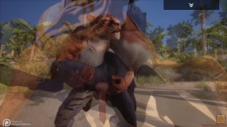 Wild Life / Gay Furry Porn Black Wolf with Tiger