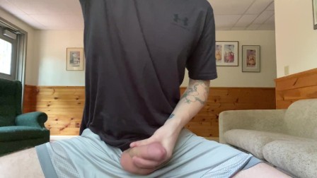 jerking off in a cabin, sneaker, feet and coming a thick load