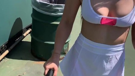 Brunette Babe Abbie Maley Public Sex on Tennis Court