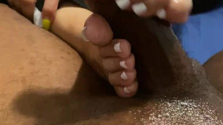My latina white toes always make that ebony cock cum
