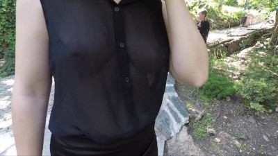 I walk at park without bra, jerk off guy in car, turn him on, but let him cum on me only in evening!