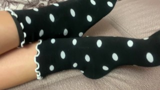 Sexy feet girl changes socks