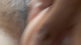 Black girl strips and uses dildo