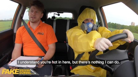 Fake Driving School Lexi Dona Takes Off her Hazmat Suit and Fucks Instructor