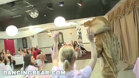 DANCING BEAR - Check Out This Wild CFNM Bridal Party In Banquet Hall