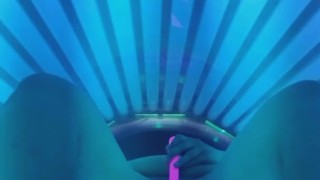 Propped up view of me cumming in the Public Tanning Bed