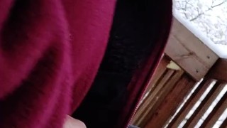 Risky Public Jerk On My Balcony In Winter (Part 1 - No Cum)