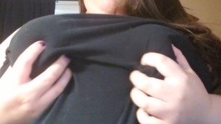 Playing with my boobs during a zoom meeting (online class)
